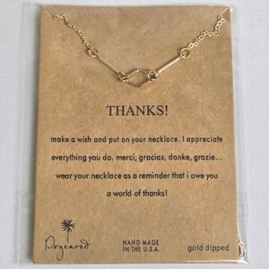 Dogeared Thanks! Necklace, Gold Dipped, Handmade in the USA,‎ New